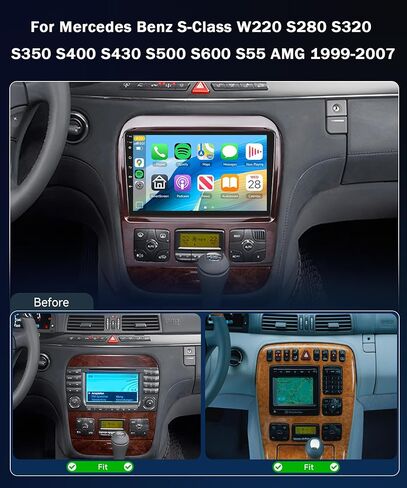 [4G+64G] Car Stereo for Mercedes Benz S-Class W220 S280 S320 S350 S400 S430 S500 S600 S55 AMG 1999-2007,5GWiFi/Android 15/Wireless Carplay Android Auto,9" Incell Touch Screen Radio,GPS,DSP,SWC in Saudi Arabia