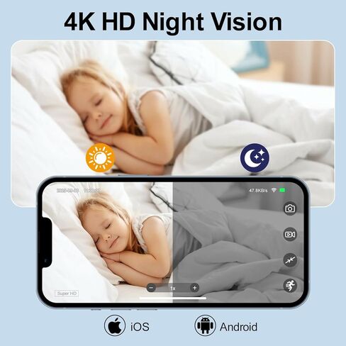 كاميرا تجسس ذكية تعمل بالواي فاي - رؤية ليلية بدقة 4K عالية الدقة - كاميرا صغيرة مثالية لمراقبة كبار السن والحيوانات الأليفة - مراقبة الهاتف المحمول عن بعد - رؤية بزاوية واسعة 170 درجة - كشف الحركة، تخزين سحابي in Kuwait