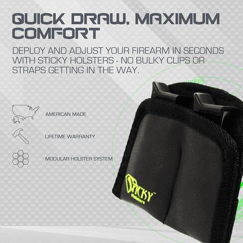 حقيبة صغيرة مزدوجة من Sticky Holsters - حافظة مجلة مخفية بمادة غير قابلة للانزلاق - حامل مسدس للحزام، IWB، ذخيرة إضافية وملحقات - حقيبة مجلة مسدس مخفية (أسود) in Kuwait