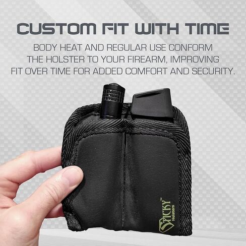 حقيبة صغيرة مزدوجة من Sticky Holsters - حافظة مجلة مخفية بمادة غير قابلة للانزلاق - حامل مسدس للحزام، IWB، ذخيرة إضافية وملحقات - حقيبة مجلة مسدس مخفية (أسود) in Kuwait