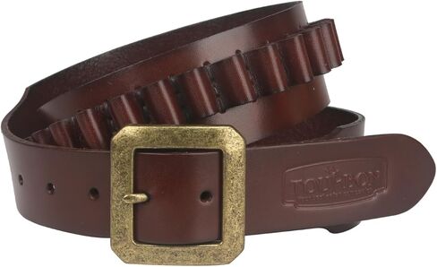 Tourbon Adjustable Leather Bandolier Pistol Cartridge Belt for 9mm/38SPL- Brown in Saudi Arabia