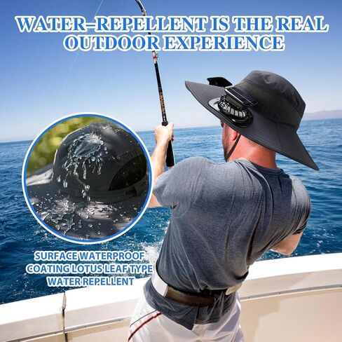 Wide Brim Solar Fan Outdoor Fishing Hat, Solar Fan Hats for Men, USB & Solar Powered Fan Hat, Sombrero para el Sol Hombre in Saudi Arabia