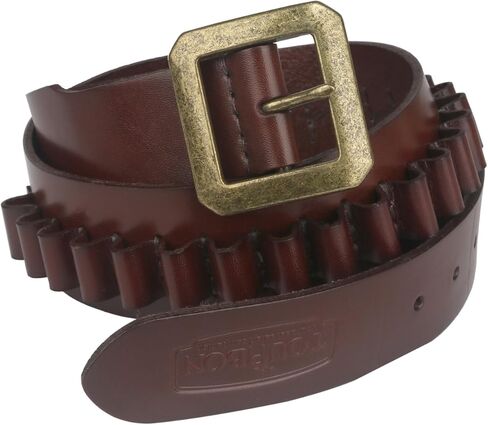 Tourbon Adjustable Leather Bandolier Pistol Cartridge Belt for 9mm/38SPL- Brown in Saudi Arabia
