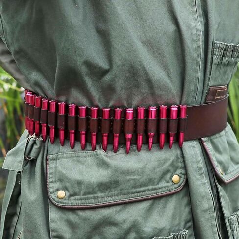 Tourbon Adjustable Leather Bandolier Pistol Cartridge Belt for 9mm/38SPL- Brown in Saudi Arabia