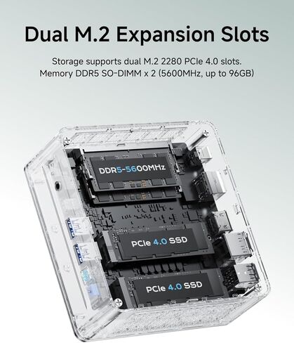 MINISFORUM M1 Lite Mini PC Core Ultra 5 Processor 125U(12C/14T) Barebone No Storage/OS Desktop Computer, HDMI|DP|USB4 Video Output, 2.5G RJ45/WiFi6e, 2X PCIe4.0 SSD Slot, Intel Graphics Micro PC in Saudi Arabia