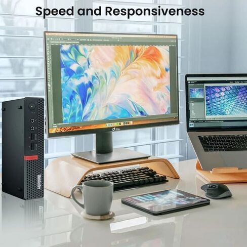 كمبيوتر سطح المكتب Lenovo ThinkCentre M710 Tiny - الجيل السابع من Intel Core i5-7500T - ذاكرة الوصول العشوائي DDR4 سعة 16 جيجابايت - SSD سعة 256 جيجابايت - شاشة LED مقاس 24 بوصة - لوحة مفاتيح وماوس لاسلكيان - كمبيوتر مكتبي صغير - Windows 11 Pro (متجدد) in Saudi Arabia