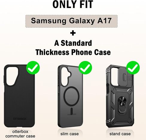 حافظة ykooe لهاتف Samsung Galaxy A17، حقيبة حامل بطاقات للهاتف الخلوي من النايلون عالي التحمل مع مشبك للرجال (تناسب الهاتف مع الجراب)، بناء قوي، حماية يومية موثوقة، أسود in Saudi Arabia