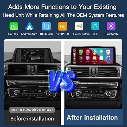 شاشة لمس لاسلكية مقاس 10.25 بوصة CarPlay/Andriod Auto لسلسلة BMW 3/4/M3/M4 موديلات 2012-2016 مع تسميات هيكل نظام NBT: نماذج F30/F31/F34/F32/F33/F36/F80/F82/F83 in Kuwait