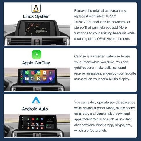 شاشة لمس لاسلكية مقاس 10.25 بوصة CarPlay/Andriod Auto لسلسلة BMW 3/4/M3/M4 موديلات 2012-2016 مع تسميات هيكل نظام NBT: نماذج F30/F31/F34/F32/F33/F36/F80/F82/F83 in Kuwait