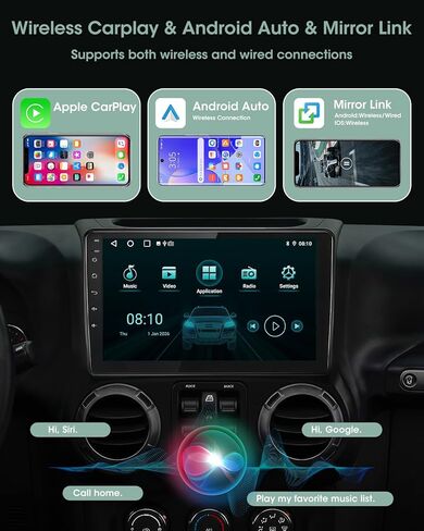 Car Radio Stereo for Jeep Wrangler JK 2007-2018 Grand Cherokee Patriot Compass Dodge Ram, Touch Screen Car Stereo with Bluetooth, Carplay, Android Auto, Backup Camera, Head Unit for Jeep JK in Saudi Arabia