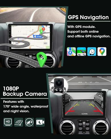 Car Radio Stereo for Jeep Wrangler JK 2007-2018 Grand Cherokee Patriot Compass Dodge Ram, Touch Screen Car Stereo with Bluetooth, Carplay, Android Auto, Backup Camera, Head Unit for Jeep JK in Saudi Arabia