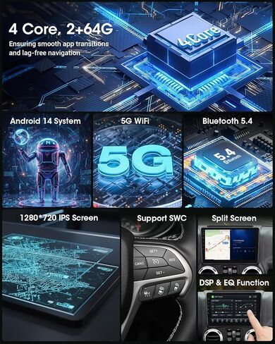 Car Radio Stereo for Jeep Wrangler JK 2007-2018 Grand Cherokee Patriot Compass Dodge Ram, Touch Screen Car Stereo with Bluetooth, Carplay, Android Auto, Backup Camera, Head Unit for Jeep JK in Saudi Arabia