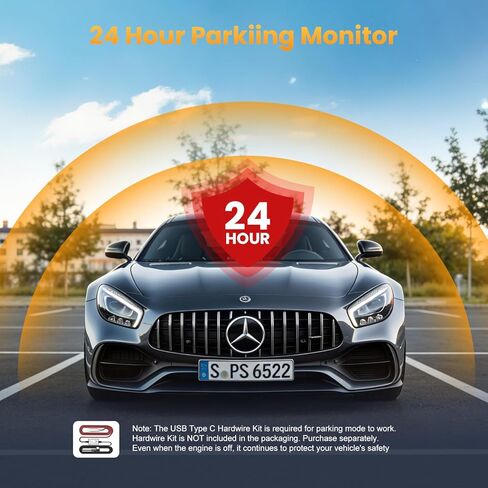 كاميرا داش كام أمامية وخلفية 4K، كاميرا داش 3 قنوات للسيارات مع بطاقة 64 جيجابايت، 5G واي فاي، رؤية ليلية بالأشعة تحت الحمراء، وضع انتظار 24 ساعة، كاميرا داش كام لاسلكية بزاوية واسعة 360 درجة لأوبر/تاكسي in Kuwait