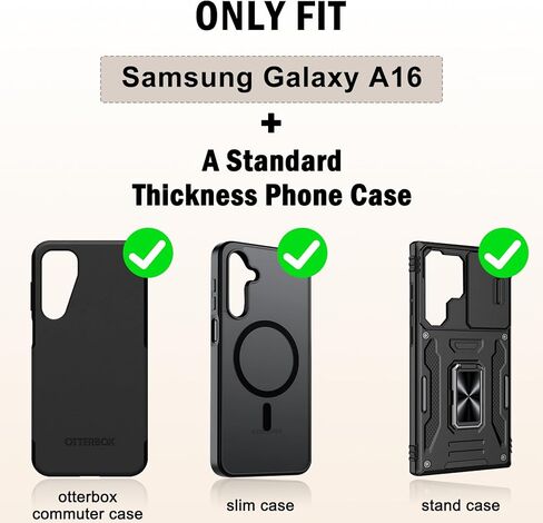 حافظة ykooe لهاتف Samsung Galaxy A16، حقيبة حامل بطاقات حزام الهاتف الخلوي المصنوعة من النايلون عالي التحمل مع مشبك للرجال (تناسب الهاتف مع الحافظة)، بناء قوي، حماية يومية موثوقة، أسود in Saudi Arabia