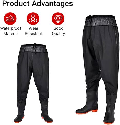Fishing Waist Waders for Men Women，Fishing Waders with Boots, Nylon/PVC Waist Wader Pants, Waterproof Wader in Saudi Arabia