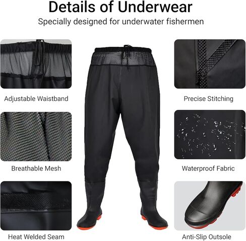 Fishing Waist Waders for Men Women，Fishing Waders with Boots, Nylon/PVC Waist Wader Pants, Waterproof Wader in Saudi Arabia