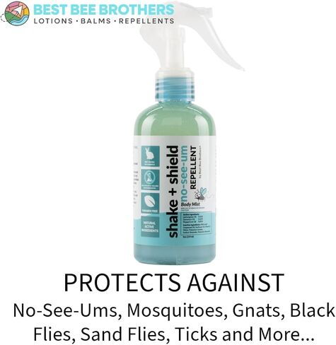 Best Bee Brothers Shake + Shield No-See-Ums Gnat Spray - رذاذ الجسم غير الدهني للحشرات مصنوع من مكونات نباتية، 8 أونصة. (4 عبوات) in Saudi Arabia