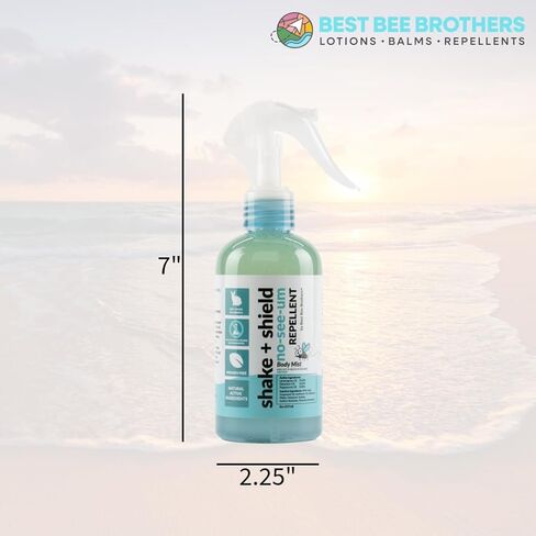 Best Bee Brothers Shake + Shield No-See-Ums Gnat Spray - رذاذ الجسم غير الدهني للحشرات مصنوع من مكونات نباتية، 8 أونصة. (4 عبوات) in Saudi Arabia