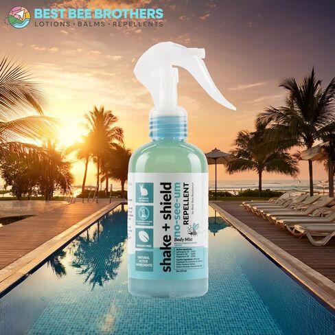 Best Bee Brothers Shake + Shield No-See-Ums Gnat Spray - رذاذ الجسم غير الدهني للحشرات مصنوع من مكونات نباتية، 8 أونصة. (4 عبوات) in Saudi Arabia