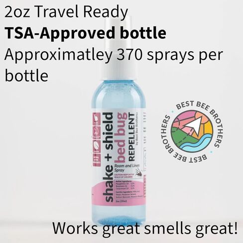 Best Bee Brothers, Shake + Shield Bed Bug Room and Linen Spray Natural Essential Oils TSA Travel Size 2oz in Saudi Arabia