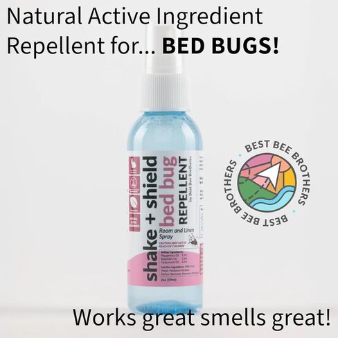 Best Bee Brothers, Shake + Shield Bed Bug Room and Linen Spray Natural Essential Oils TSA Travel Size 2oz in Saudi Arabia
