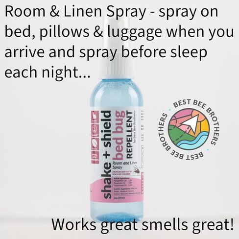 Best Bee Brothers, Shake + Shield Bed Bug Room and Linen Spray Natural Essential Oils TSA Travel Size 2oz in Saudi Arabia