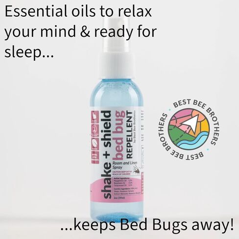 Best Bee Brothers, Shake + Shield Bed Bug Room and Linen Spray Natural Essential Oils TSA Travel Size 2oz in Saudi Arabia