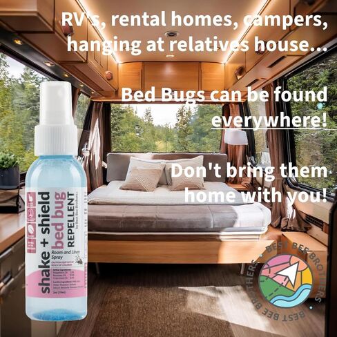 Best Bee Brothers, Shake + Shield Bed Bug Room and Linen Spray Natural Essential Oils TSA Travel Size 2oz in Saudi Arabia