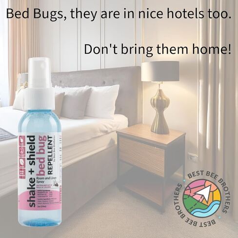 Best Bee Brothers, Shake + Shield Bed Bug Room and Linen Spray Natural Essential Oils TSA Travel Size 2oz in Saudi Arabia
