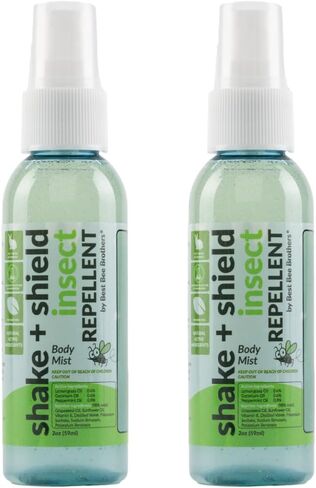 Best Bee Brothers Shake + Shield Tick & Mosquito Spray for Body – Non-Greasy Bug Spray Body Mist Made with Plant-Based Ingredients, 2 Oz. (2 Pack) in Saudi Arabia