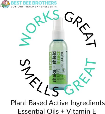 Best Bee Brothers Shake + Shield Tick & Mosquito Spray for Body – Non-Greasy Bug Spray Body Mist Made with Plant-Based Ingredients, 2 Oz. (2 Pack) in Saudi Arabia