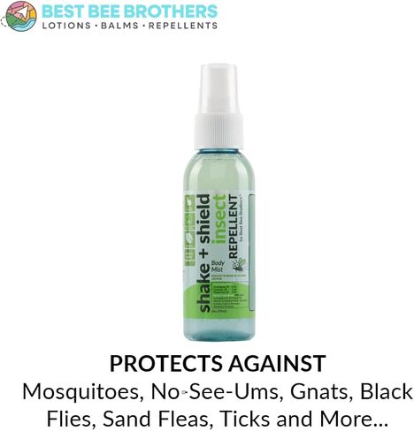 Best Bee Brothers Shake + Shield Tick & Mosquito Spray for Body – Non-Greasy Bug Spray Body Mist Made with Plant-Based Ingredients, 2 Oz. (2 Pack) in Saudi Arabia