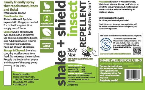 Best Bee Brothers Shake + Shield Tick & Mosquito Spray for Body – Non-Greasy Bug Spray Body Mist Made with Plant-Based Ingredients, 2 Oz. (2 Pack) in Saudi Arabia