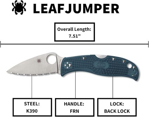 Spyderco LeafJumper Folding Pocket Knife with 3" K390 Steel Blade and FRN Handle - EDC Knife for Men and Women, Perfect for Hunting, Tactical, Camping, Survival, Hiking - PlainEdge - C262SBLK390 in Saudi Arabia