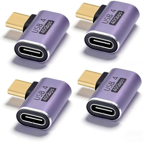Danfetsoy USB C محول الزاوية اليمنى 4 حزم، بيانات 40 جيجابت في الثانية، شحن PD 100 واط، فيديو 8K@60 هرتز، زاوية قائمة 90 درجة USB C ذكر إلى موصل تمديد أنثى من النوع C لهاتف iPhone، سطح البخار، التبديل، MacBook in Saudi Arabia