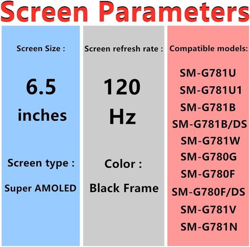 شاشة بديلة أصلية 6.5 بوصة AMOLED 120 هرتز S20 FE OEM لهاتف Samsung Galaxy S20FE 5G SM-G781U SM-G781U1 مجموعة محول رقمي لشاشة تعمل باللمس (إطار أسود + واقي + لاصق + أدوات) in Kuwait