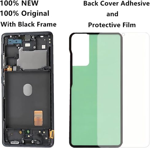 شاشة بديلة أصلية 6.5 بوصة AMOLED 120 هرتز S20 FE OEM لهاتف Samsung Galaxy S20FE 5G SM-G781U SM-G781U1 مجموعة محول رقمي لشاشة تعمل باللمس (إطار أسود + واقي + لاصق + أدوات) in Kuwait