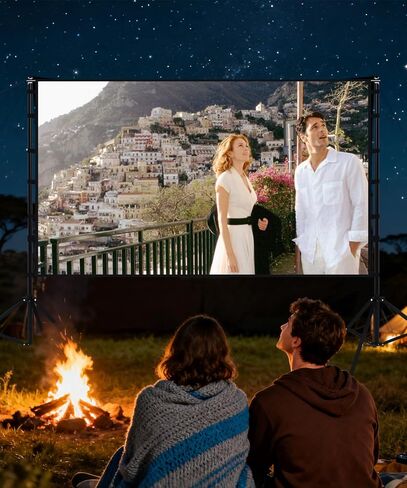 Projector Screen 100 Inch 16:9,4K Ultra HD Portable Foldable Movie Screen with Hooks & Ropes,for Outdoor Camping in Saudi Arabia