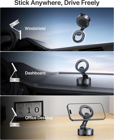 Miracase 2026 Vacuum for Magsafe Car Mount, [Strongest Suction] Magnetic Phone Holders for Your Car, 360° Adjustable Car Phone Holder Mount for iPhone 17 Pro Max 16 15 14 13 12 & All Smartphones in Saudi Arabia