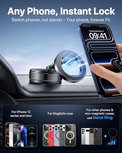 Miracase 2026 Vacuum for Magsafe Car Mount, [Strongest Suction] Magnetic Phone Holders for Your Car, 360° Adjustable Car Phone Holder Mount for iPhone 17 Pro Max 16 15 14 13 12 & All Smartphones in Saudi Arabia