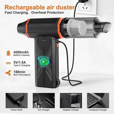 F32MAX Compressed Air Duster-150,000RPM Super Power Electric Air Duster and Vacuum Cleaner & Bag Vacuum Sealer 3-in-1，for PC Keyboard Cleaning, Car Interior Cleaning. in Kuwait