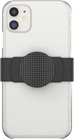 مقبض هاتف PopSockets منزلق للهواتف والحافظات، مقبض هاتف منزلق مع مسند ممتد - نسيج أسود مخرش in Saudi Arabia
