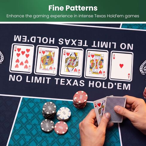 Giantex 70" x 35" Poker Table Top, 10 Players Texas Hold'em Poker Mat Layout with Carrying Bag, Non-Slip Rubber Bottom, Portable Foldable Poker Table Mat for Casino Board Game (Dark Turquoise) in Saudi Arabia