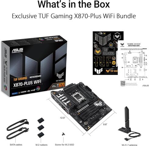 اللوحة الأم ASUS TUF GAMING X870-PLUS WIFI ATX، مرحلة طاقة 16+2+1(80A)، DDR5، PCIe 5.0، الجيل التالي من وحدة معالجة الرسومات، 4 فتحات M.2، WiFi 7، USB4 20 جيجابت في الثانية أمامية مع PD Fast Charge، Aura Sync in Saudi Arabia