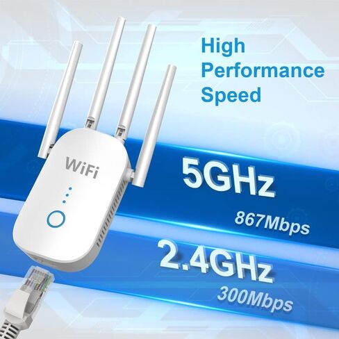 معزز إشارة موسع نطاق WiFi بسرعة 1200 ميجابت في الثانية، يغطي ما يصل إلى 5000 قدم مربع و35 جهازًا، ومكرر WiFi ثنائي النطاق 2.4 و5 جيجا هرتز مع منفذ Ethernet/LAN in Saudi Arabia