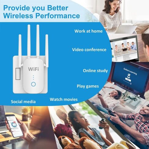 معزز إشارة موسع نطاق WiFi بسرعة 1200 ميجابت في الثانية، يغطي ما يصل إلى 5000 قدم مربع و35 جهازًا، ومكرر WiFi ثنائي النطاق 2.4 و5 جيجا هرتز مع منفذ Ethernet/LAN in Saudi Arabia