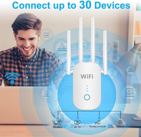 معزز إشارة موسع نطاق WiFi بسرعة 1200 ميجابت في الثانية، يغطي ما يصل إلى 5000 قدم مربع و35 جهازًا، ومكرر WiFi ثنائي النطاق 2.4 و5 جيجا هرتز مع منفذ Ethernet/LAN in Saudi Arabia