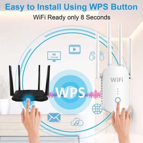 معزز إشارة موسع نطاق WiFi بسرعة 1200 ميجابت في الثانية، يغطي ما يصل إلى 5000 قدم مربع و35 جهازًا، ومكرر WiFi ثنائي النطاق 2.4 و5 جيجا هرتز مع منفذ Ethernet/LAN in Saudi Arabia