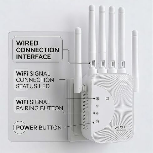 Dual Band Signal Intensifier, 1200 Mbps Wireless WiFi 6 Extender, 2.4 & 5.8G Signal Booster for Home, 6 Antennas, High-Power AP Router in Saudi Arabia