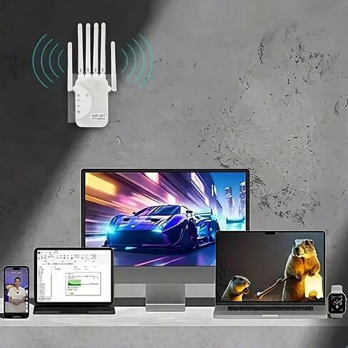Dual Band Signal Intensifier, 1200 Mbps Wireless WiFi 6 Extender, 2.4 & 5.8G Signal Booster for Home, 6 Antennas, High-Power AP Router in Saudi Arabia